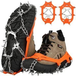 Ice Cleats 19 Spikes Snow Grips for Hiking Boots Shoes Women Men Boy Girl